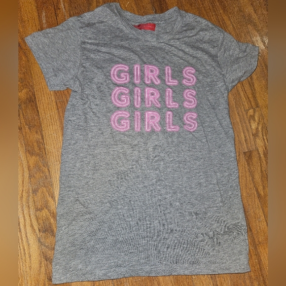 NEW Girls Girls Girls size Small women's short sleeve gray t-shirt with pink - Picture 4 of 4